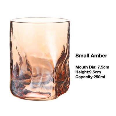 Vierkant gehamerd whiskyglas, waterglas, waterbeker, sapglas, wijnglas, drinkbeker 250ml/330ml: Kleine barnsteen