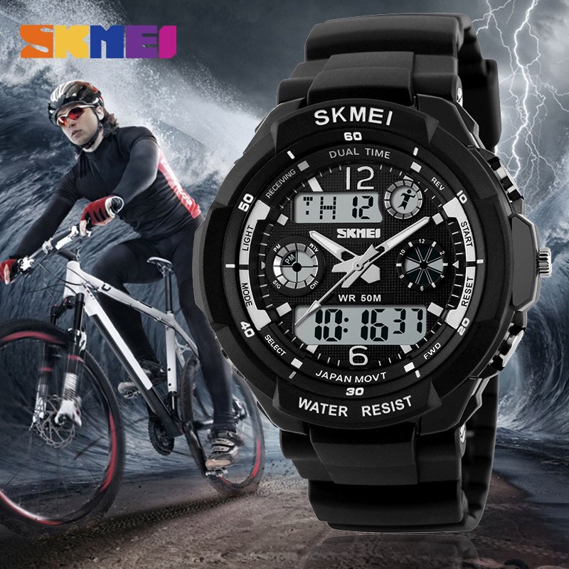 SKMEI Sport Horloges Mannen Dual Display Horloges Chronograph 50M Waterdicht Alarm Kalender Back Light Horloge 0931