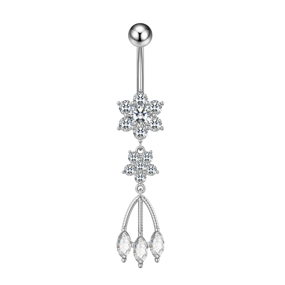 14G Hart Bloemvormige Navel Piercing Ornament Water Navelpiercing Hanger Buik Nombril Piercing Vrouwen Sieraden: Black Zinc Plated