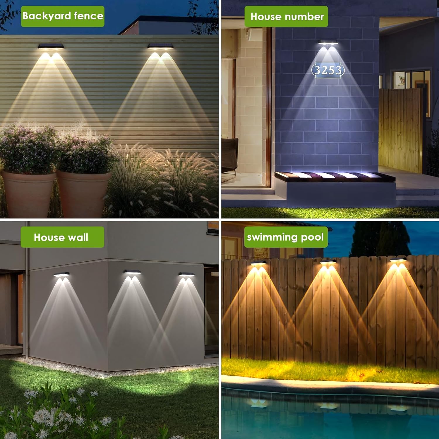 Solar schuttingverlichting, buitenverlichting op zonne-energie voor terras, warm wit & rgb-verlichting op zonne-energie voor buiten, achtertuin, terras, wandlamp op zonne-energie