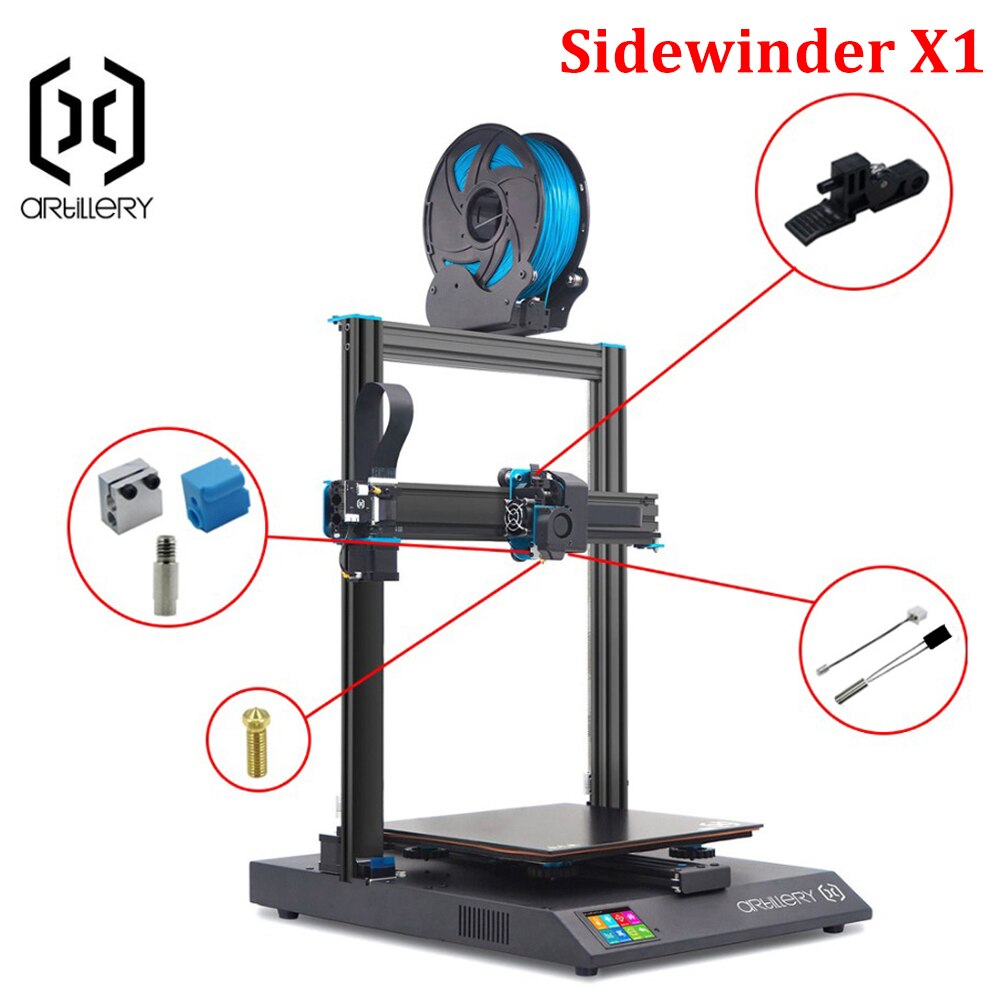 3D printer Artillery extruder Sidewinder X1 Genius and Hornet silicone nozzle kit heating block throat and thermistor idler arm