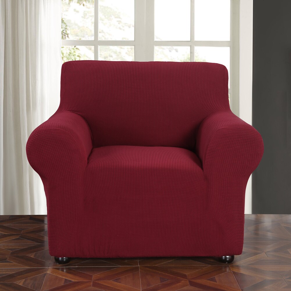 Jacquard Stretch Cover for Armchair Living Room 1 Seater Sofa Cover Furniture Cover Couch Slipcover Case Armchair Cover Elastic: Burgundy