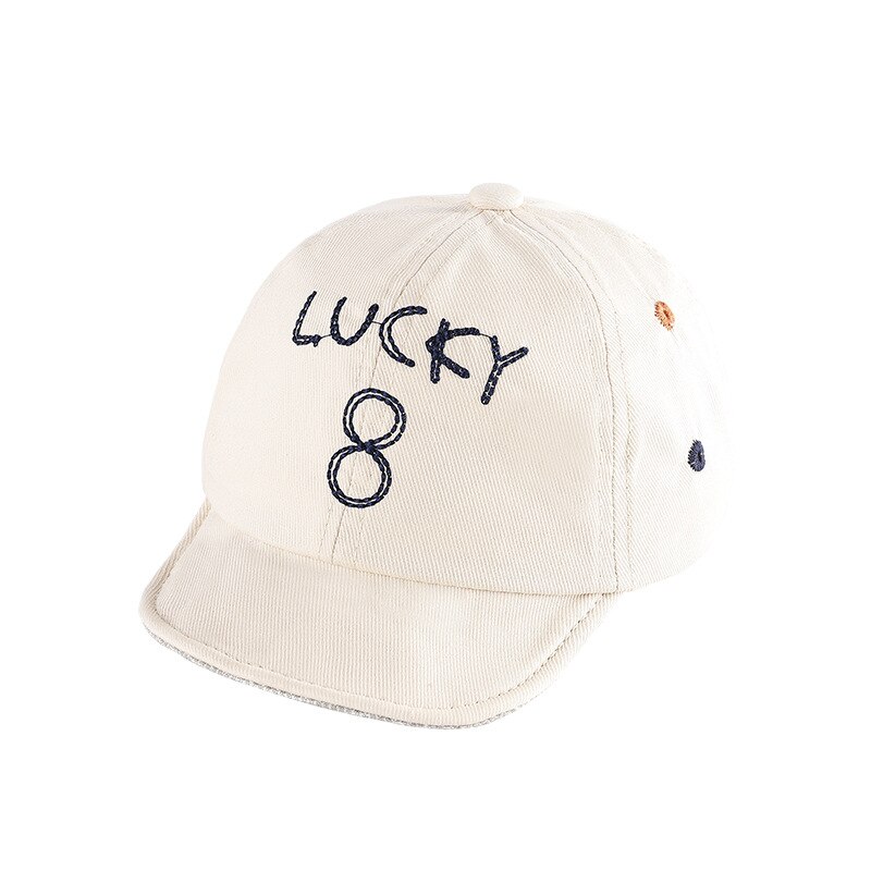 Summer Autumn Baby Cap Letter Number Baby Boy Hat Outdoor Cotton Children Baseball Cap Infant Toddler Peaked Hats: beige