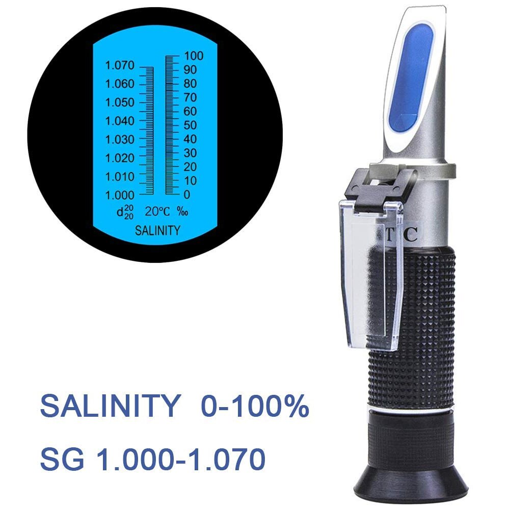 0-100% Handheld Salinometer Salinity Refractometer Meter With Non-slip Handle Salt Gauge Saltwater Test Tool 19.5cm: Default Title