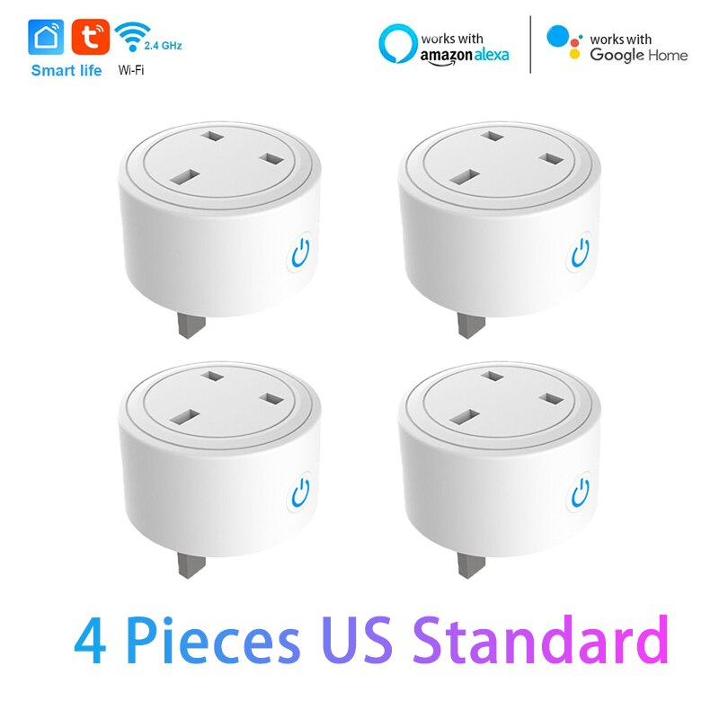 WiFi Smart Wireless Plug Outlet US UK Standard Voice Control Timer Socket For Alexa Google Home Smart Home Tuya Smart Life: 4 Pieces US Standard