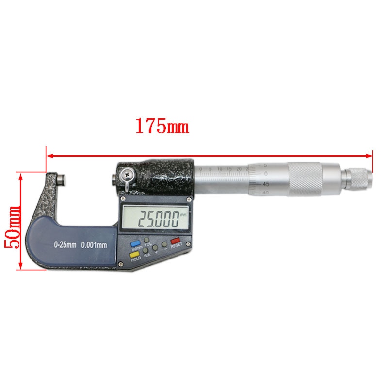 Digitale Micrometer 0-25 Mm 0.001 Mm Metric/Inch Elektronische Buiten Micrometro Carbide Tip