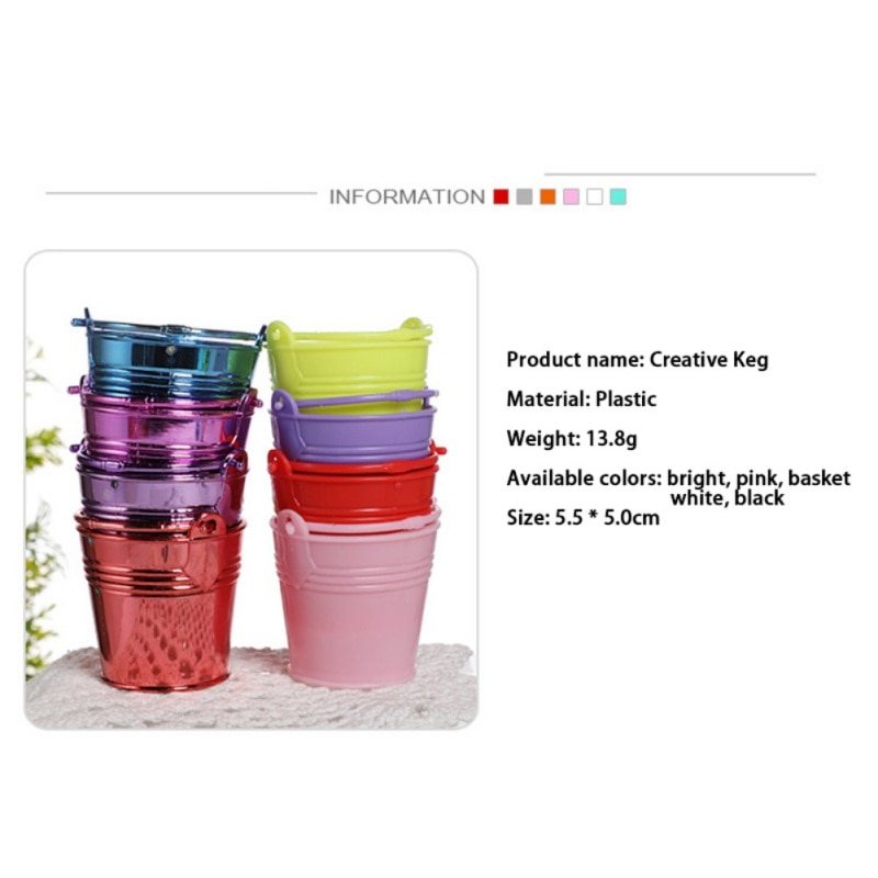 Mini Plastic Decorative Bucket Tinplate Keg Household Water Outdoor Garden Watering Flower Container For Succulent Plant Pot