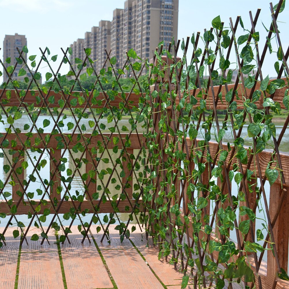 Artificial Garden Plant Fence Green Vine Simulation Plant Telescopic Fence Privacy Leaf Fence Fence For Outdoor GardenDecoration