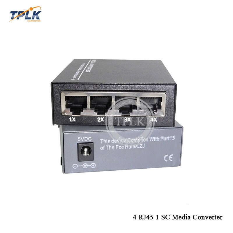 1 Paar 1000Base 4 RJ45 1 Sc Singlemode Enkele Media Converter Gigabit Fiber Media Converter Netlink Converter 4 RJ45 transceiver