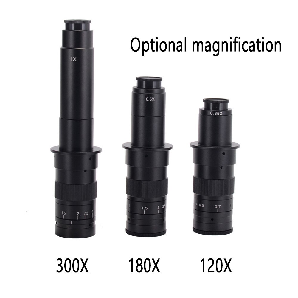 10X-120X 180X 300X Zoom C-mounting Lens 25mm Interface Diameter for CCD CMOS Industrial Video Microscope Cameras