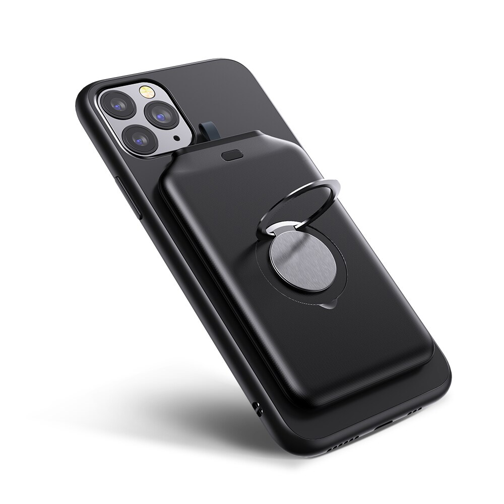 Bezprzewodowa ładowarka 4000mAh moc Bank dla iPhone 11 XS Max Samsung moc Bank rodzaj-c ładowarka USB bezprzewodowy zewnętrzny Bank baterii: czarny