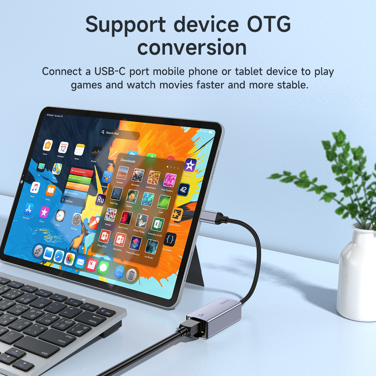Hoco usb c para ethernet adaptador de alumínio gigabit usb c para portátil macbook pro 1000/100mbps usb lan rj45 placa de rede