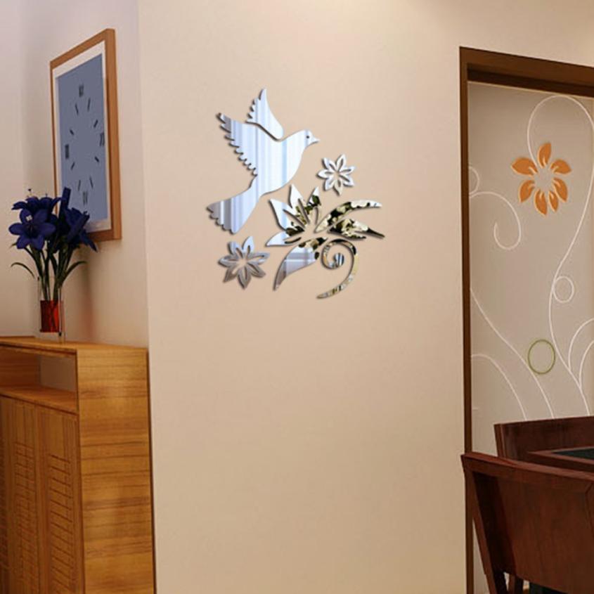 Wallstickers etiqueta da parede mirror 3d aftagelige klistermærker til væg badeværelse diy indretning wallsticker 18 mar 29