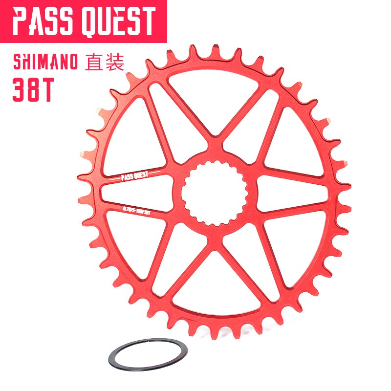 PASS QUEST oval bike Chainring 30/32/34/36/38/40T MTB Narrow Wide Bicycle Chainwheel for deore xt M7100 M8100 M9100 12S Crankset: oval 38T red