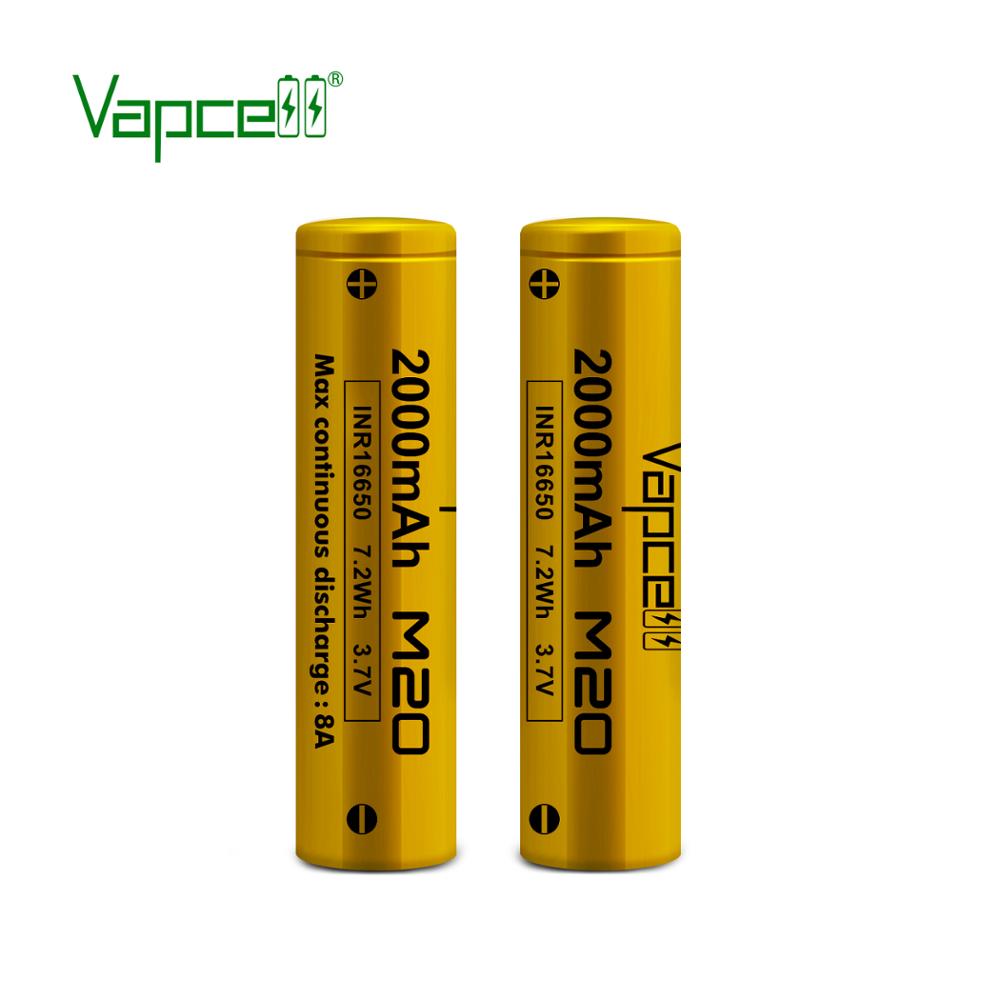 Vapcell Original INR 16650 2000mah 8A M20 Rechargeable Li ion battery lithium batteries for flashlight power tools
