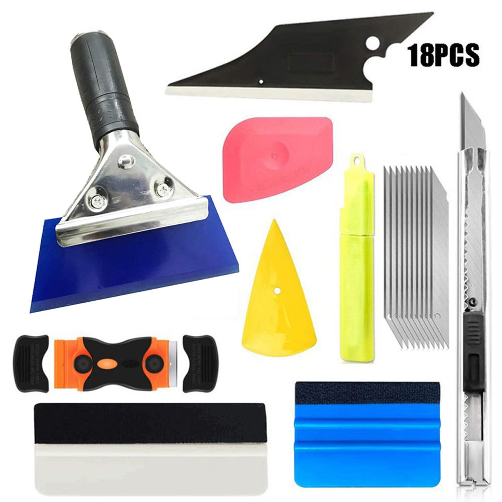 Car Wrapping Vinyl Tool Kit Automotive Film Application Tools Plastic Scraper Felt Squeegee Car Magnet Holder Safety Cutter: Gold