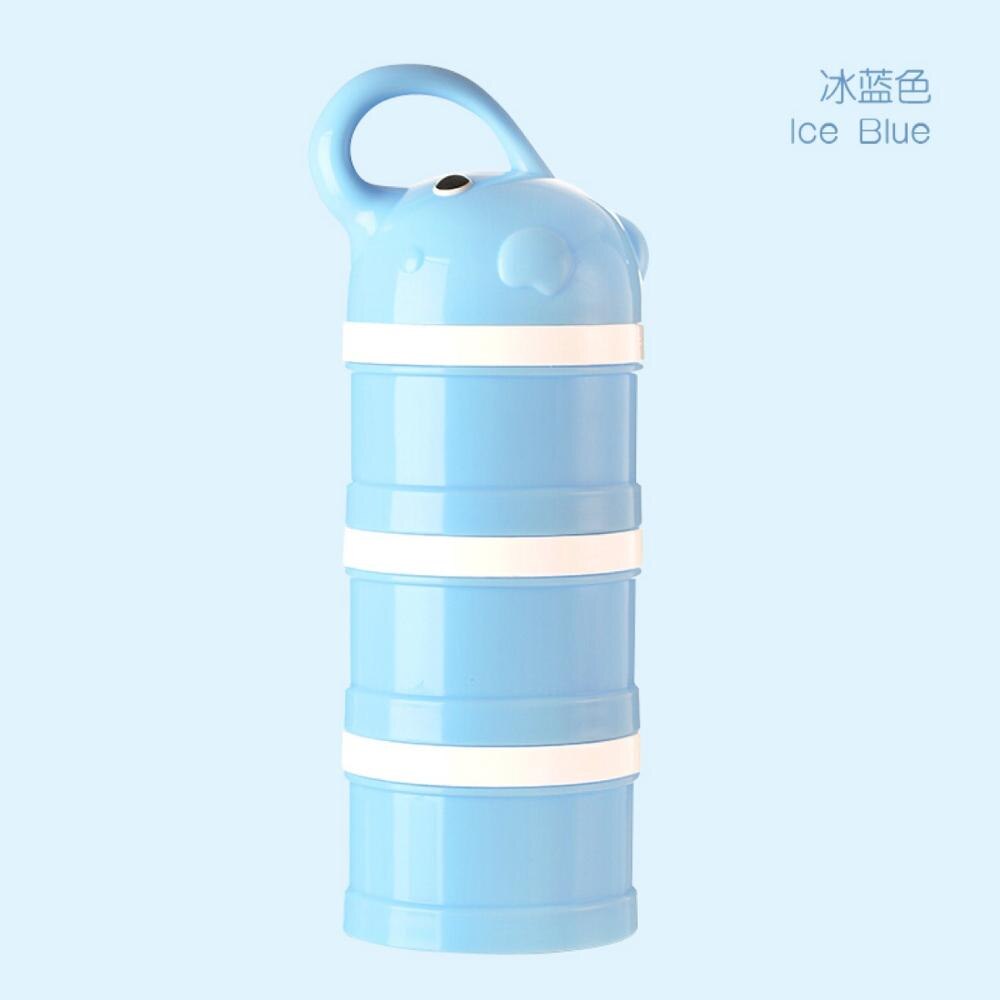 3 layer Elephant Whale Style Portable Baby Food Storage Box Essential Cereal Cartoon Milk Powder Box Toddle Kids Milk Container: Elephant Blue