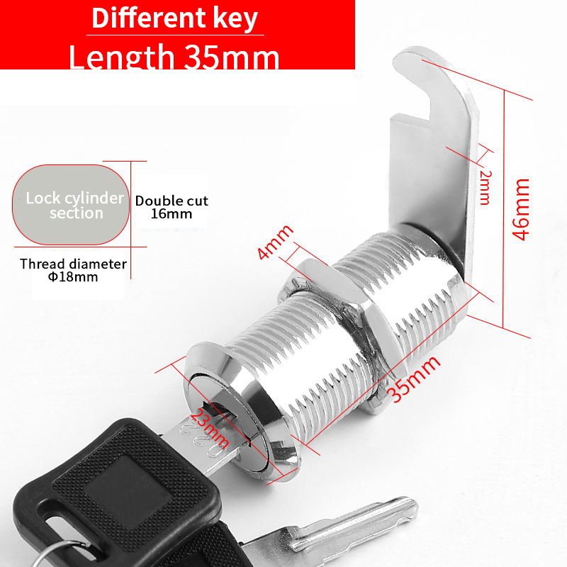 5 SETS Security Lock Metal Alloy Cylinder Cabinet Locker Cam Lock With 2 Keys Security Mailbox Lock Cabinet Drawer Cam Lock 18mm