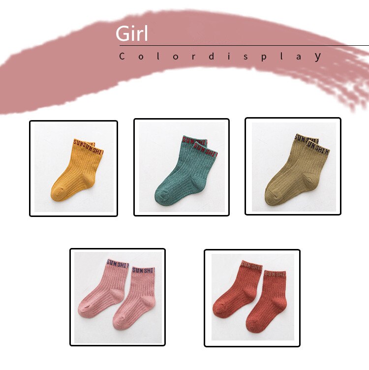 Chaussettes en coton peigné pour enfants, 1 à 12 ans, Paris/Lot, couleur unie, Style Simple, pour filles et garçons