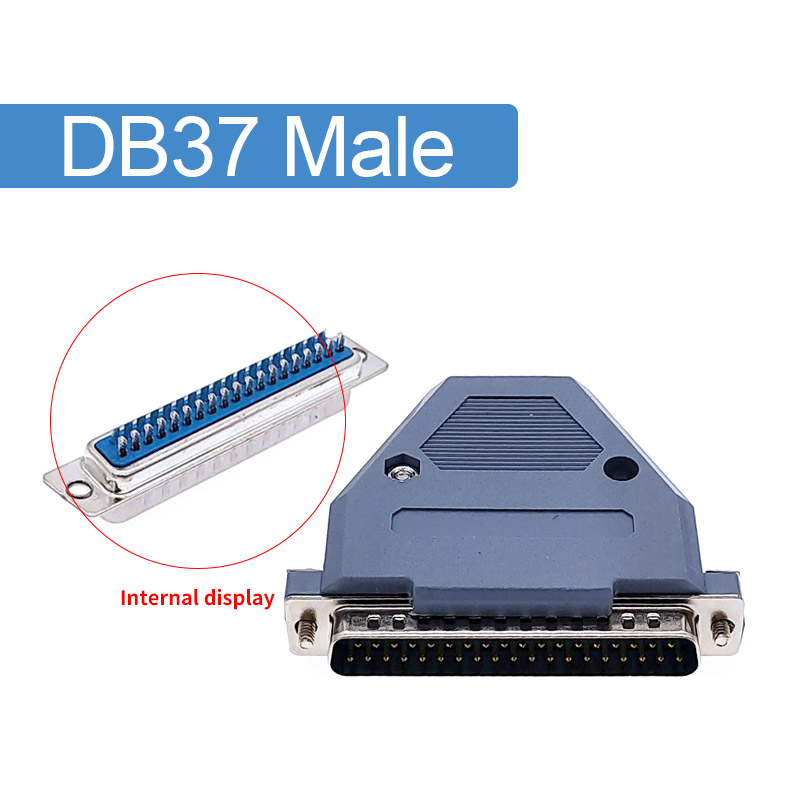 Db37 seriell parallellport datakabel kontakt plugg 2 rad d type kontakt 37 pin havn stikkontakt adapter hunn&amp;hann: Sølv hann