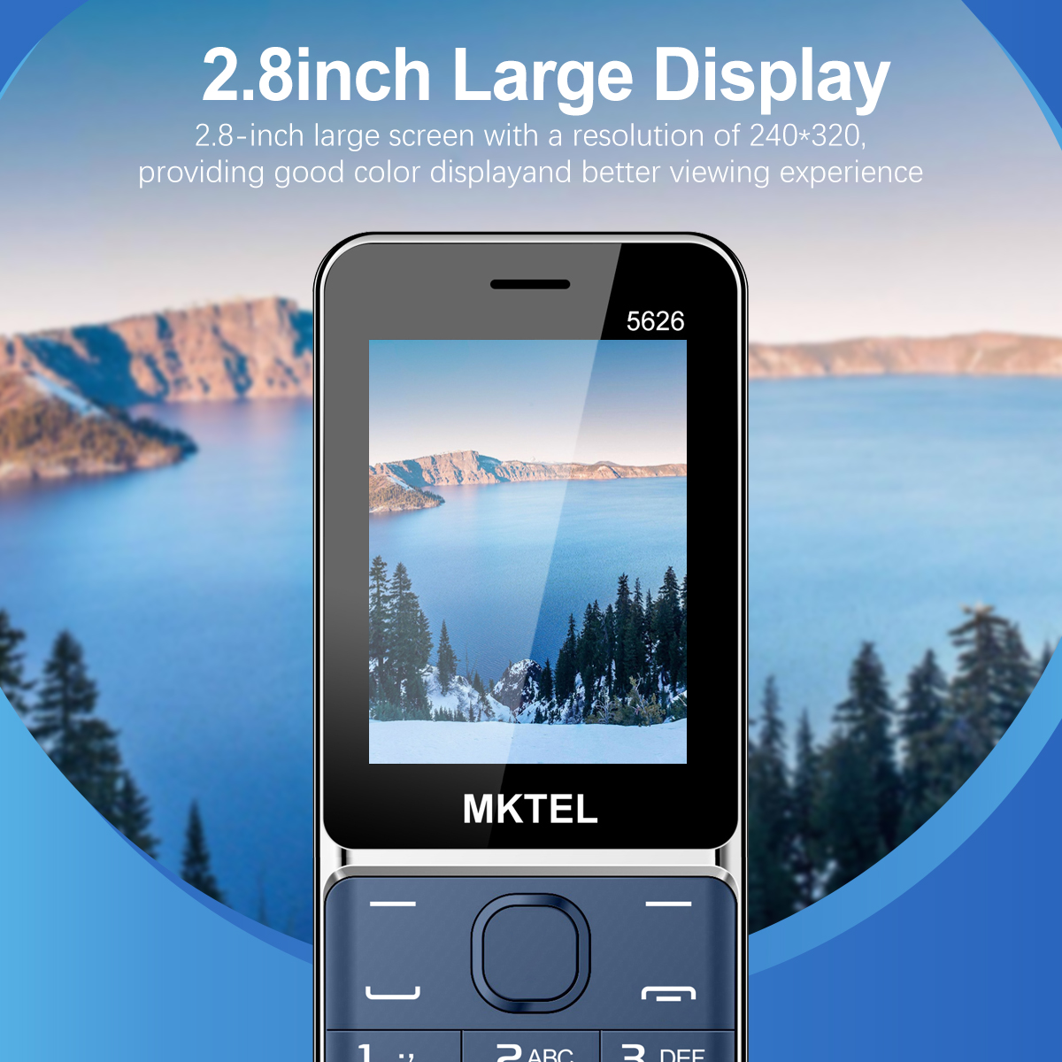 MKTEL 5626 Caratteristica Telefono Tripla Scheda Sim Display da 2,8" Batteria da 1800 mAh MP3/MP4/FM/Radio/Bluetooth/GPRS Telefono Senior