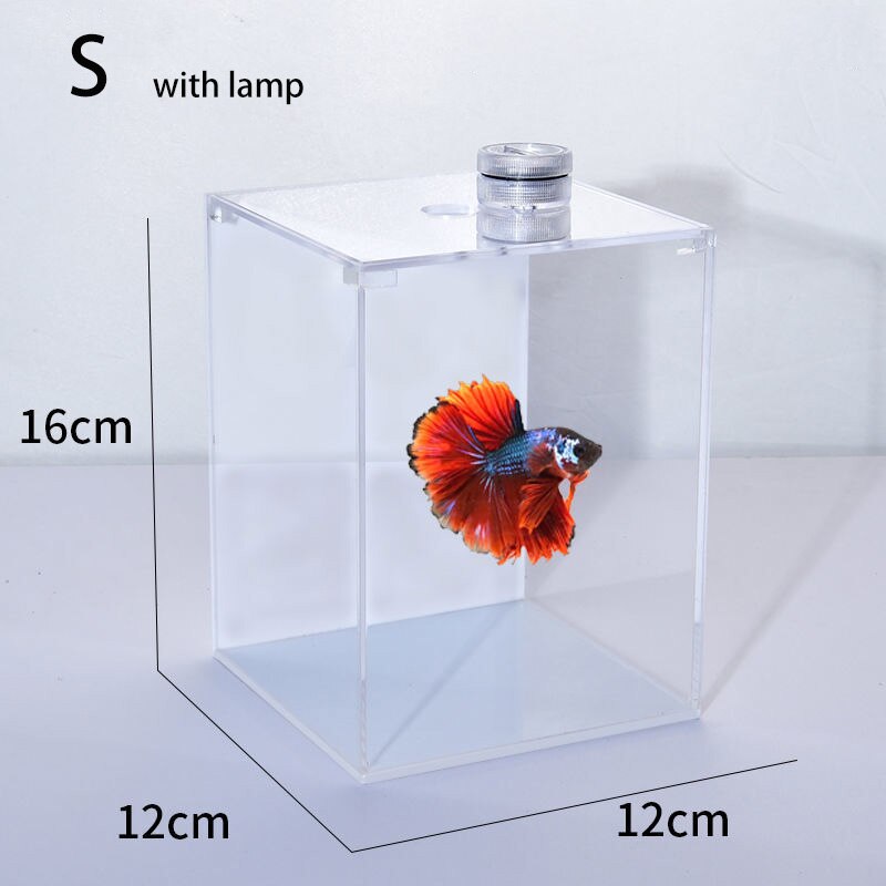 Mini tanque de peces de acrílico, Ornamental, Betta, acuario, paisajismo, ecológico, tanques de tortugas, decoraciones de escritorio para el hogar y la Oficina: S