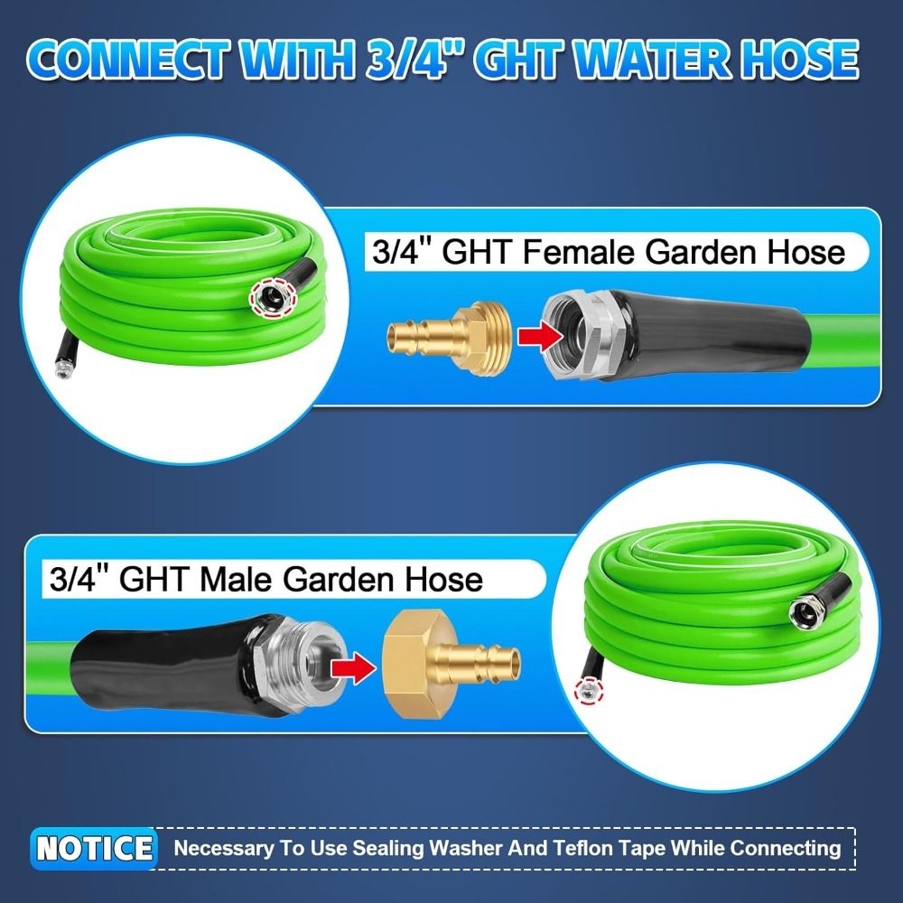 Manguera de agua RV de latón, accesorios de conexión rápida, conexión rápida dorada 1/2 a 3/4, manguera de jardín, grifo de ducha para Camper, conector rápido