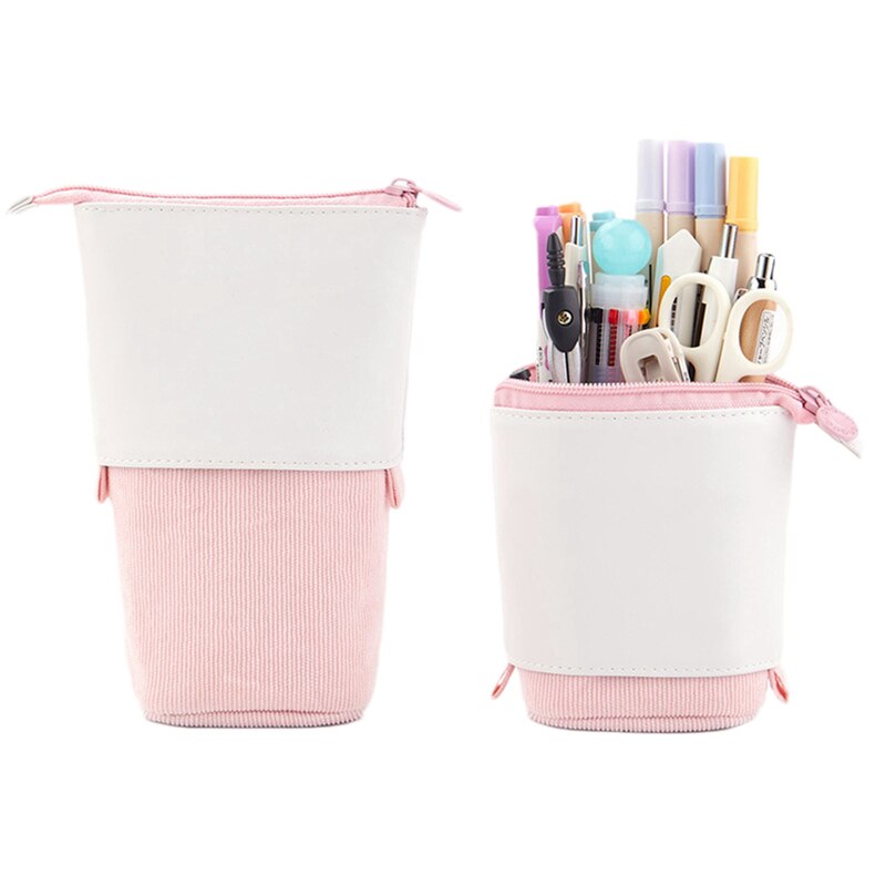 Retractable Pencil Case Sequins Rainbow Large Capacity Multi Pockets School Stationery Bag Pen Case Canvas Pen Holder