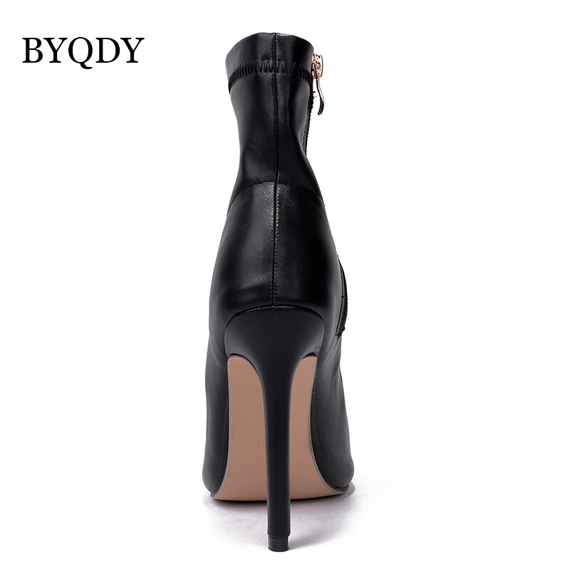 Zapatos de otoño BYQDY, botas abiertas para los dedos de los pies para mujer, cremallera trasera, tacones altos, partido clásico a la , Roma de talla grande tamaño cómodo 40