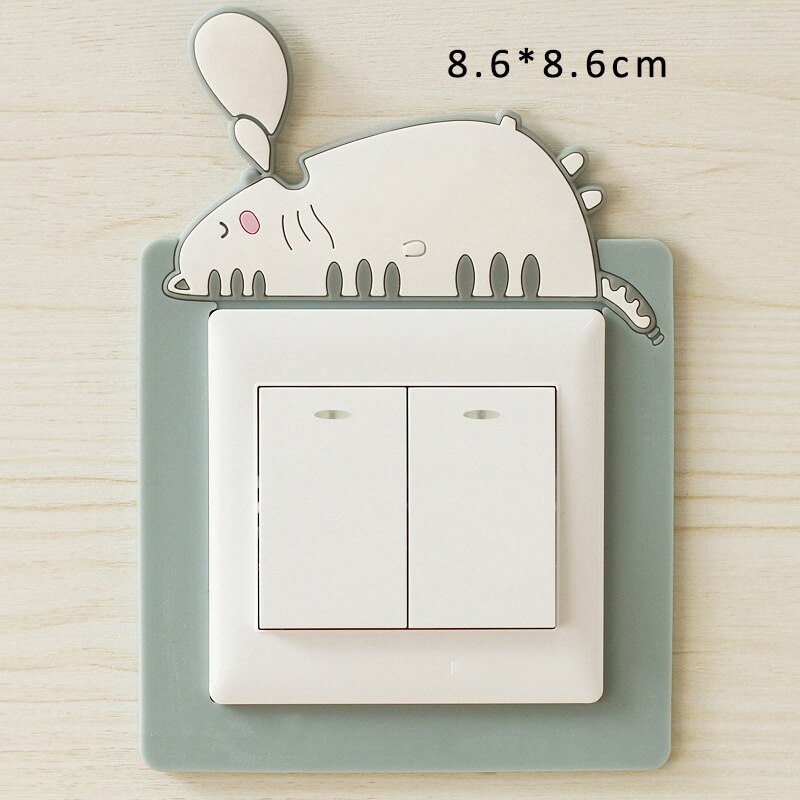 1Pcs 3D for Switch Outlet Kid Room Decor for Household On-off Protective Cover Luminous Silicone Wall Sticker Cartoon: lazy cat