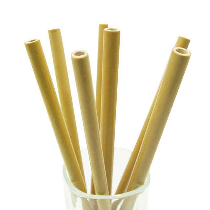 Herbruikbare Rietjes Met Case Schoon Borstel Milieuvriendelijke Natuurlijke Organische Bamboe Stro 12 Stks/set 8Inch Bamboe Stro