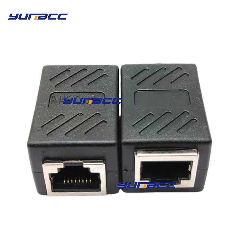 2 Pcs RJ45 network cable connector butt joint double-through head module network cable extension PCB shield extender