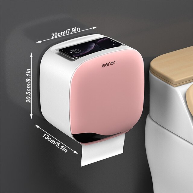 Toilet Paper Holder Waterproof Tray Roll Tube for Toilet Paper Storage Box Double Layer Tray Tissue Box Shelf Bathroom Product: Pink