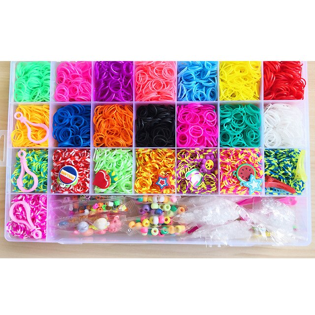 10000pc diy legetøjsgummi vævebånd sæt kid diy armbånd silikone elastik elastiske væve vævebånd legetøj børn varer: 800pc