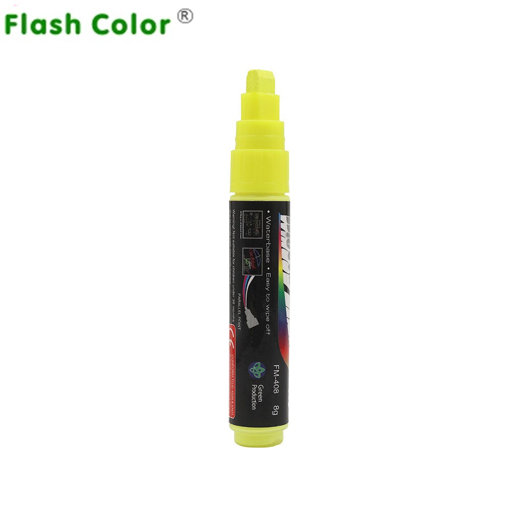 Flashcolor 8mm Bunte Textmarker Fenster Marker Stift für LED Schreibtafel, Tafel Aufkleber, Malerei: Gelb