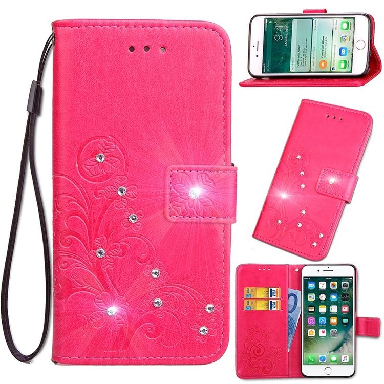 Sunjolly Case voor Samsung S10 Lite PU Leather Case Gras Rhinestone Flip Wallet Telefoon Cover coque voor Samsung Galaxy S10 lite: Rose