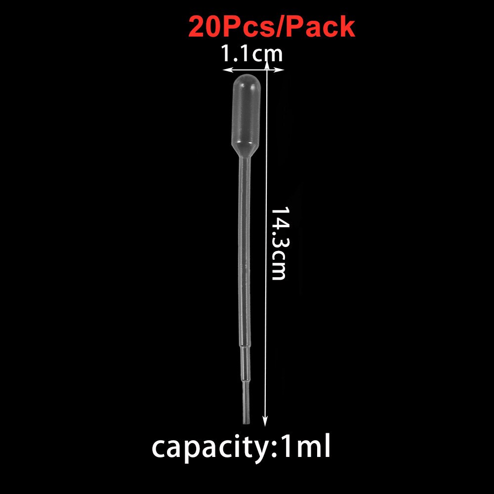 20-200Pcs 0.2-3ML Plastic Disposable Pipettes Squeeze Transfer Pipettes Dropper For Silicone Mold UV Epoxy Resin Jewelry Making: 1ml 20pcs