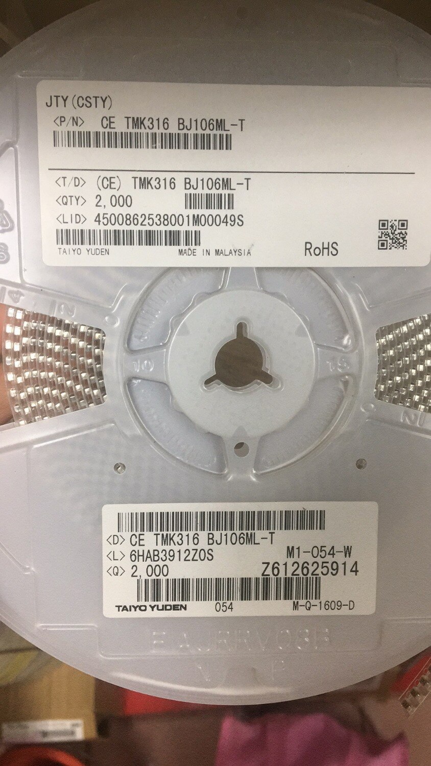 Und original tmk 316 bj 106ml-t 10uf 25v x5r 20%  pad smd 1206 85c kapazität