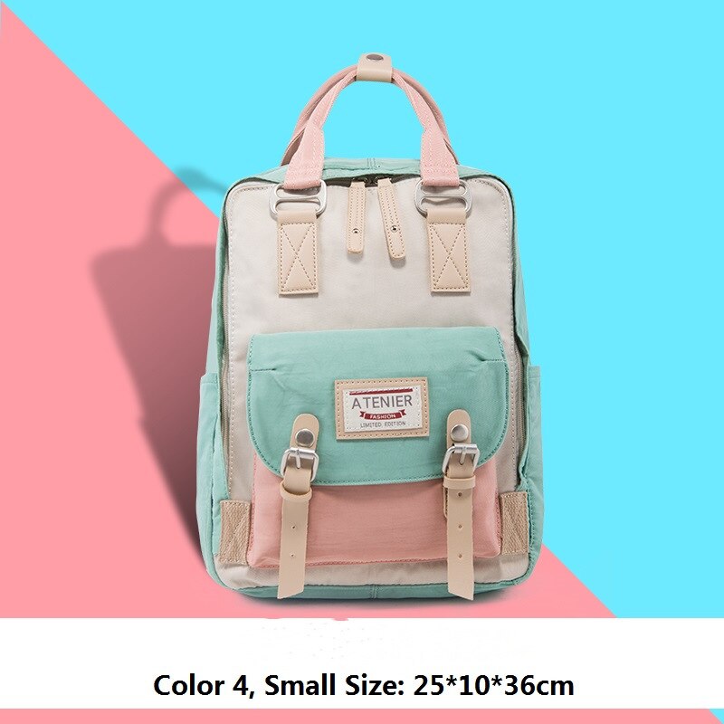 Mädchen-Rucksack aus Segeltuch mit Krapfen-motiv, schülerinnen-Rucksack in bonbonfarben, wasserdicht, schulrucksack, freizeit-reiserucksack, mochila feminina: Klein 6