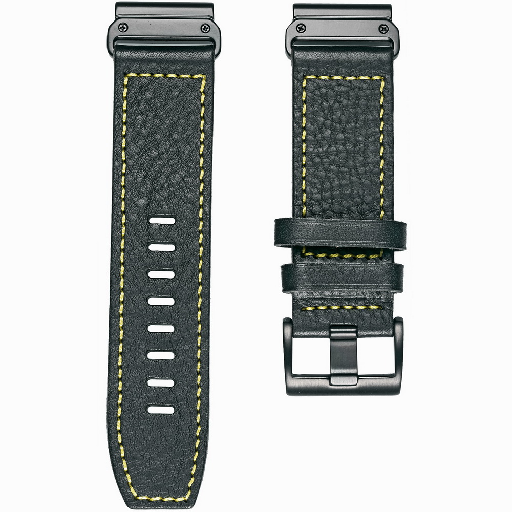 HEMSUT Leathe Watch Band For Garmin Cowhide Wrist Strap Compatible With Fenix/Tactix/Forerunner/Vivoactive/Approach/MARQ/Quatix: Red Black / 20mm
