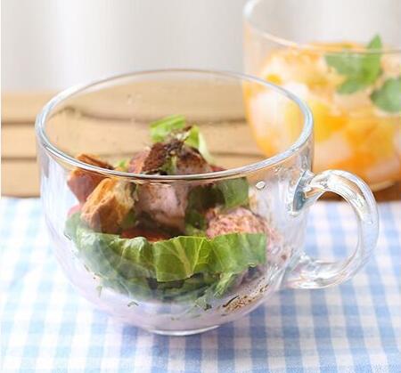 Glass Milk Tea Cup 480ml Large Breakfast Milk Cup Coffee Cup: Default Title