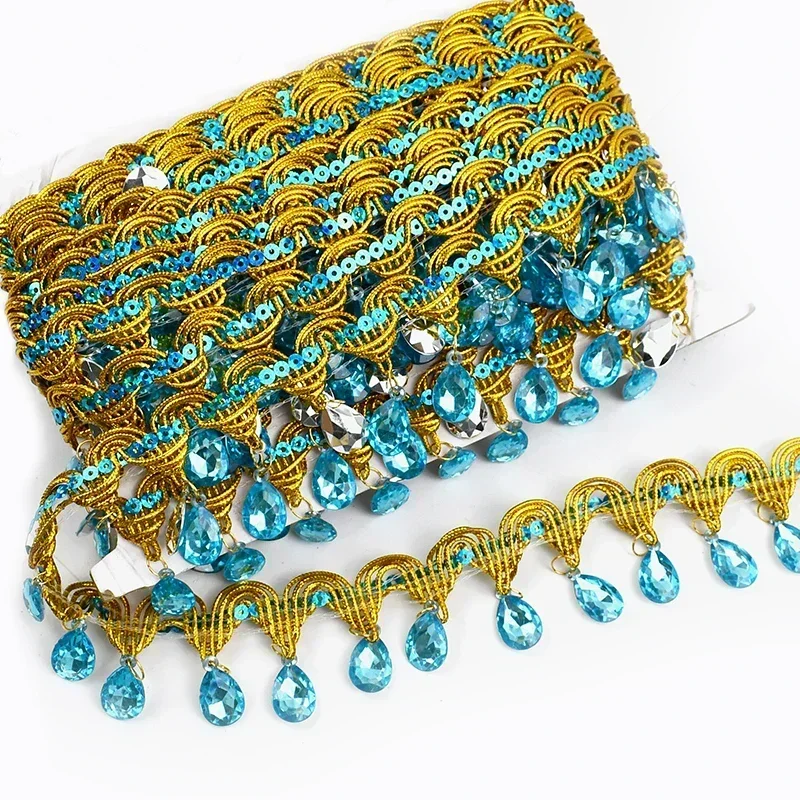 Ruban de dentelle perlé avec pompon biscuits, garniture à franges pour rideau, décoration de robe de mariée, accessoires de couture bricolage, 3 m, 9m, 45mm: Pistolet En Métal / XS
