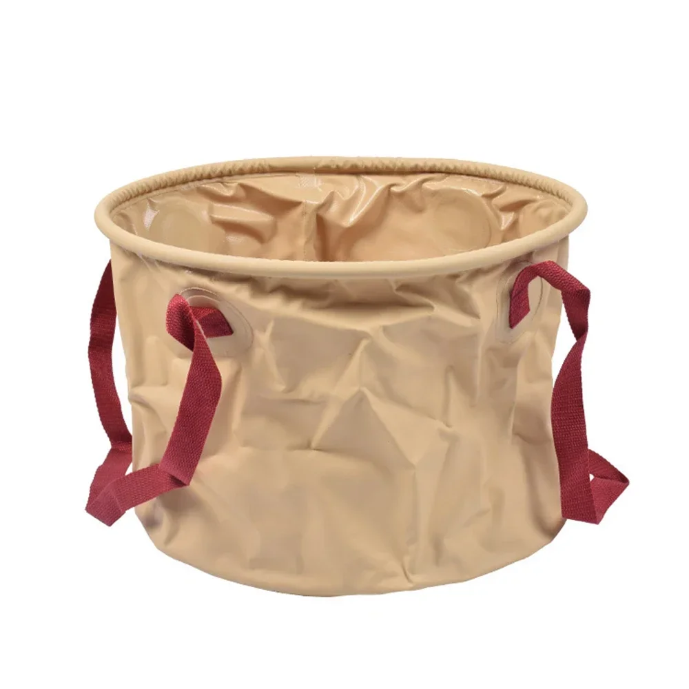 30L Reusable Storage Bucket Collapsible Bucket with Handle, Camping Water Container, Fishing, Picnic: Khaki