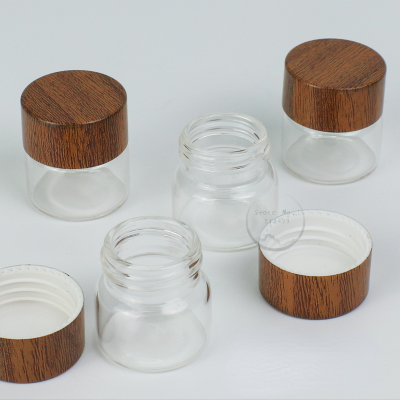 10ml draagbare glazen mini-potjes met luchtdichte afsluiting en schroefdraad, lege cilindervormige kruidenpotjes, opbergpotjes, dispenserflesjes 30ml