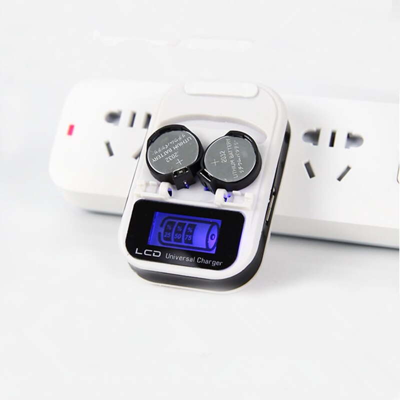 3.6V Lcd Eu Plug Knop Batterij Oplader Opladen Voor Lir2032 Lir2025 Lir2016 Ml2032batteries CR2032