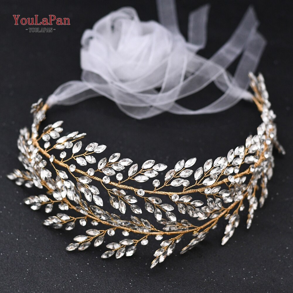 Youlapan  sh308- g gouden strass riem bruidsriem sjerp trouwjurk riem kristal applicatie voor bruidsmeisjesjurk jurk riem: Witte organza