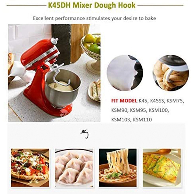 ! Mixer Replacement Parts For Kitchenaid K5AB/K5AWW,Wire Whisk,Dough Hook For Kitchenaid Mixer 4.5QT