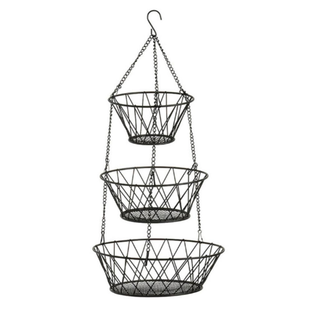 3 Tier Wire Hanging Fruit Basket Home Kitchen Metal Vegetable Storage Organizer Basket 3-Layer Baskets Bowl Holder Rack Stand: Default Title