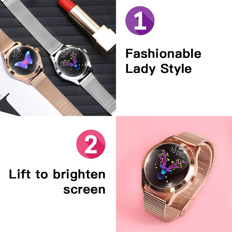 IP68 étanche montre intelligente femmes surveillance du sommeil moniteur de fréquence cardiaque lonvement Smartwatch KW10 Bracelet pour Android IOS