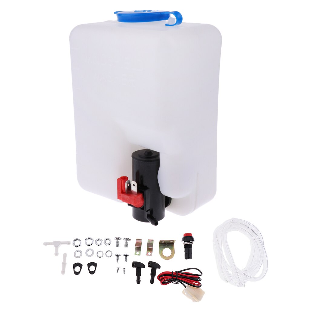 Limpiaparabrisas Universal de 12V, botella de líquido, depósito de agua, manguera de tanque, interruptor de chorro, juego completo